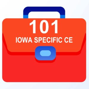 Red briefcase with 101 Iowa Specific CE